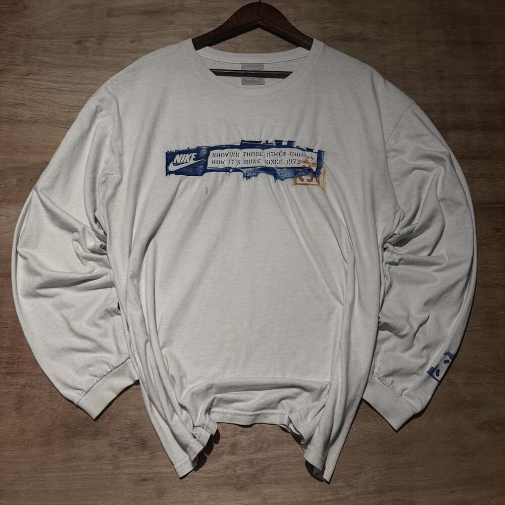 Vintage Nike Long Sleeve T Shirt XL 90s Y2K Double Sided Swoosh Graphic